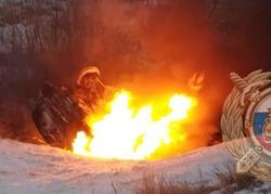 'Хендэ' съехала с дороги и сгорела, водитель не выжил