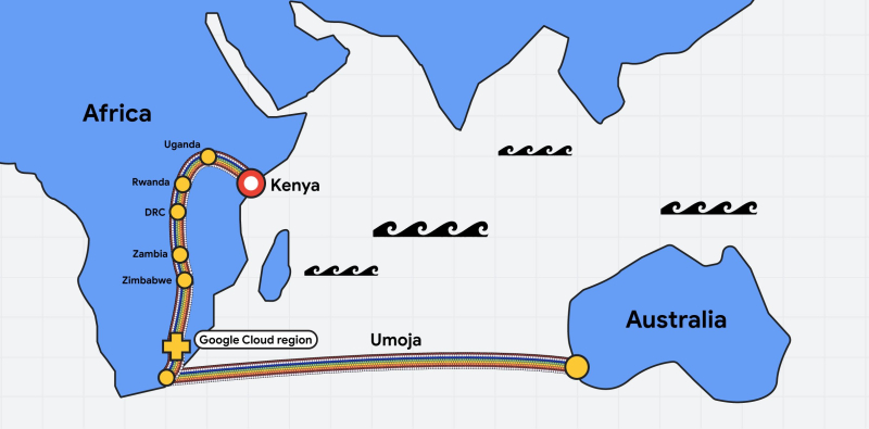 Подводный интернет-кабель Google Umoja впервые напрямую свяжет Африку с Австралией