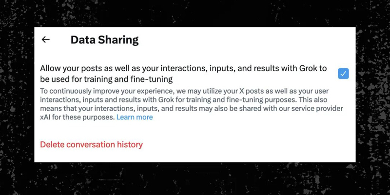 Соцсеть X начала без уведомления использовать данные пользователей для обучения Grok