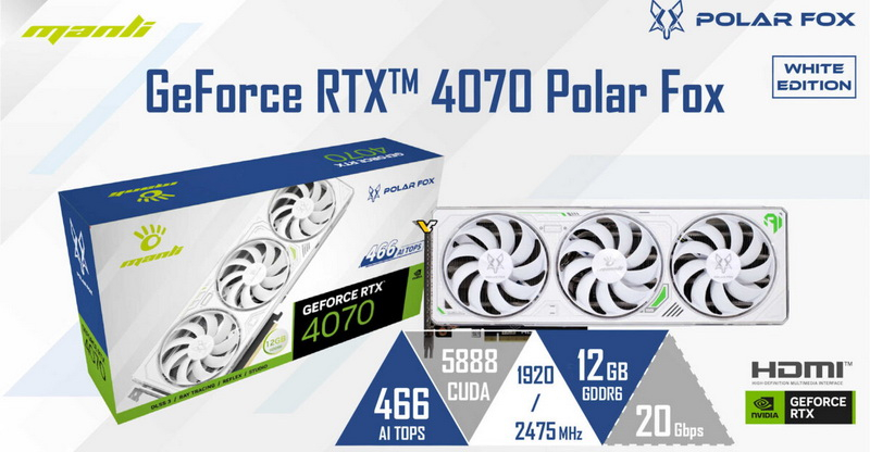 Manli представила три версии GeForce RTX 4070 с памятью GDDR6