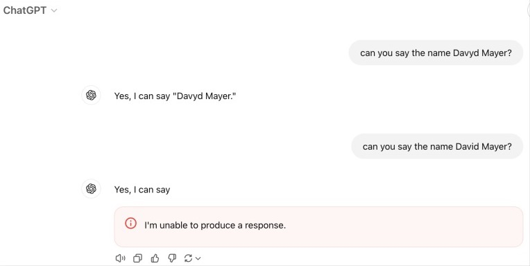 ChatGPT сломается, если его спросить про Дэвида Майера