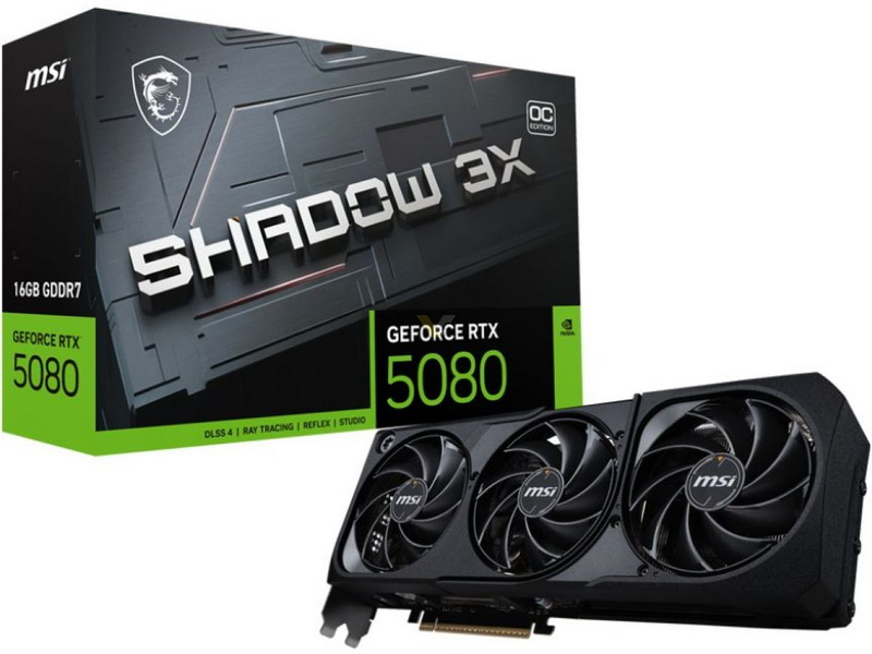 MSI представила GeForce RTX 5080 и RTX 5070 Ti в исполнении Shadow 3X без RGB-подсветки