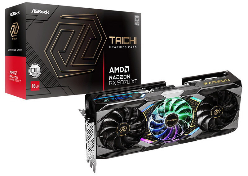 ASRock представила Radeon RX 9070 XT и RX 9070 в версиях Taichi, Steel Legend и Challenger  до 3100 МГц из коробки