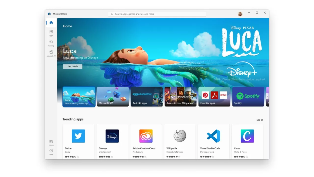 В приложении Microsoft Store для Windows 11 появился поиск по библиотеке