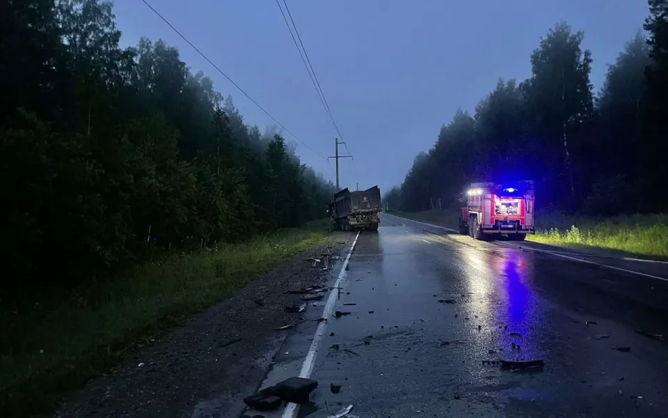 Под Новосибирском 19-летний водитель разбился на легковушке, влетев в грузовик