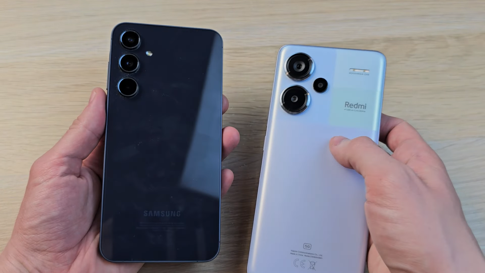 Смартфоны среднего класса Samsung A55 и Xiaomi Redmi Note 13 Pro+ подробно сравнили