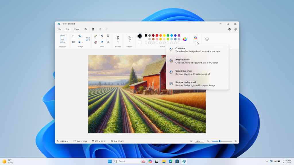 Paint в Windows получил кнопку вызова ИИ Microsoft Copilot