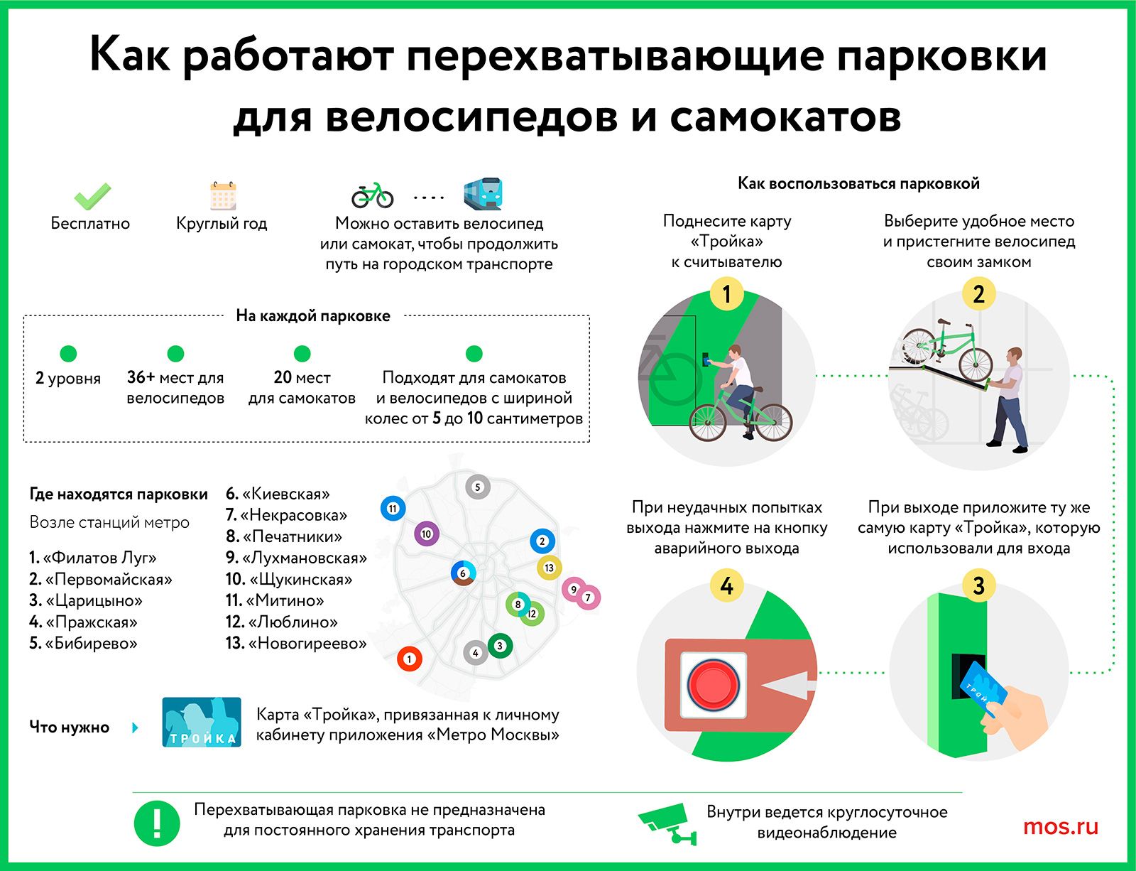 Зимой горожане могут оставить велосипеды на бесплатных крытых парковках