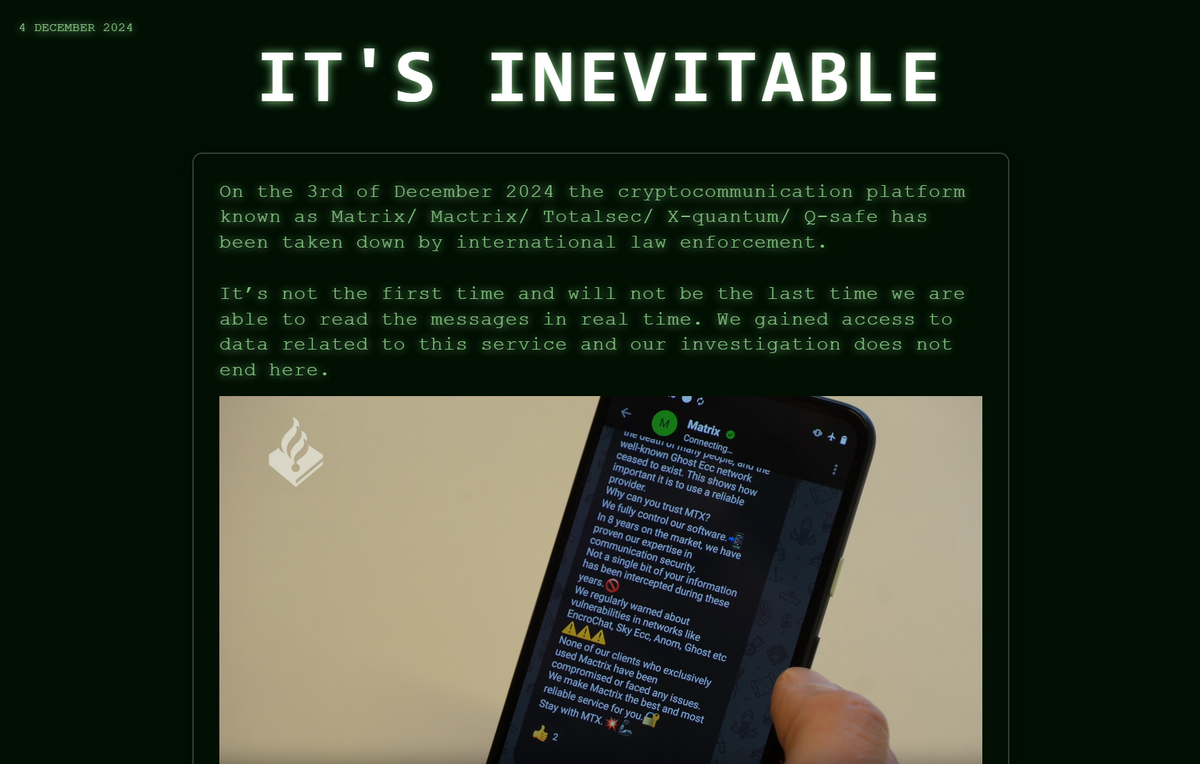 Правоохранители закрыли платформу для зашифрованных коммуникаций Matrix