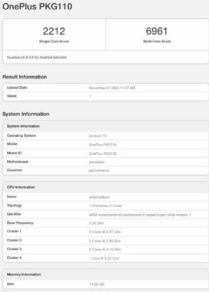 OnePlus Ace 5 с чипом Snapdragon 8 Gen 3 появился в базе данных Geekbench