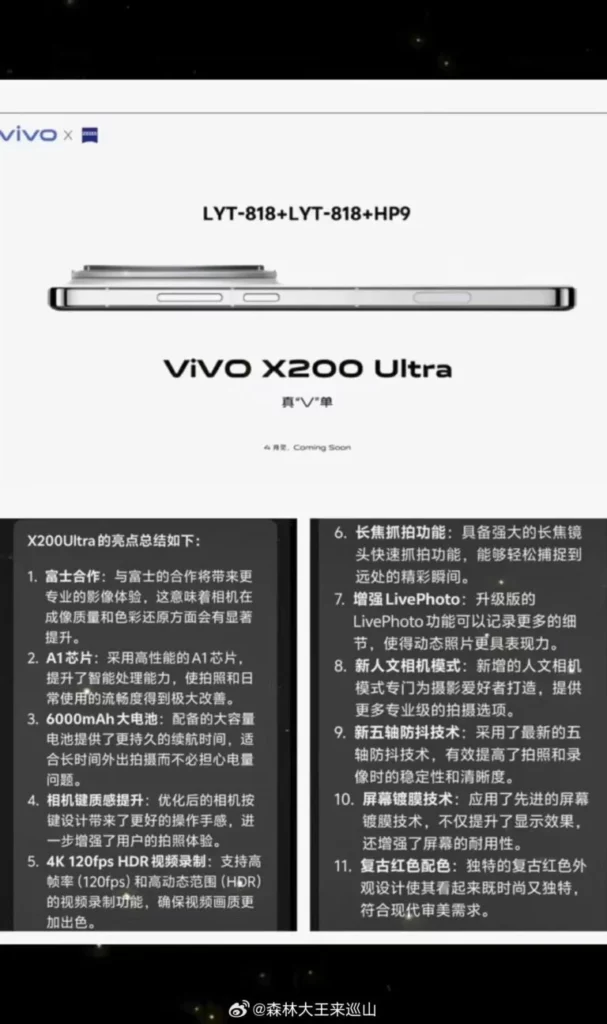 Vivo анонсирует выход X200 Ultra с камерой Fujifilm