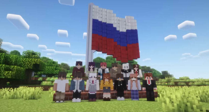 Российские студенты воздвигли в Minecraft самый большой флаг России