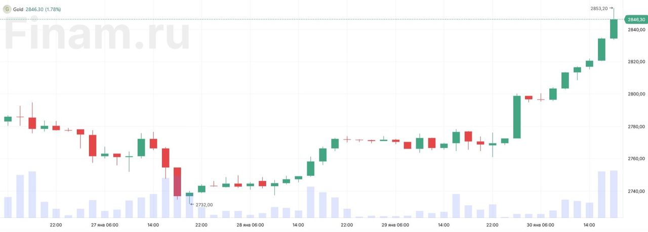 Цена золота впервые в истории превысила $2850 за унцию
