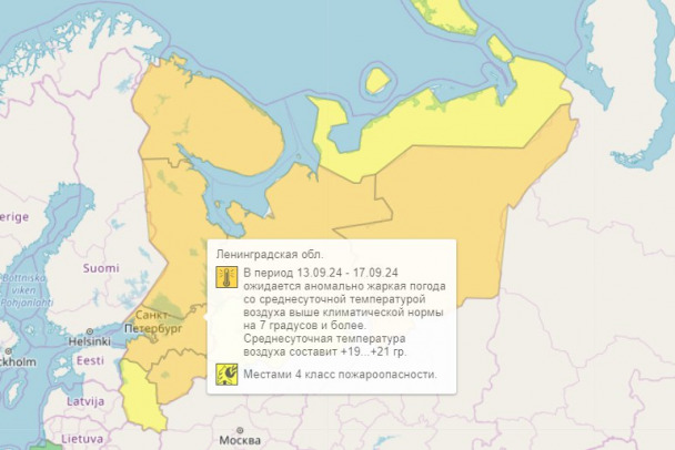 Об аномальной жаре в Ленобласти предупредил Гидрометцентр
