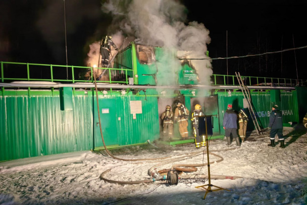 На очистных сооружениях в Юкках произошел пожар под сотню квадратов