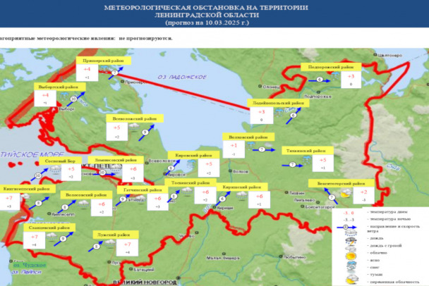 Продолжается весенний снег и переменная облачность. Какая погода будет в Ленобласти завтра