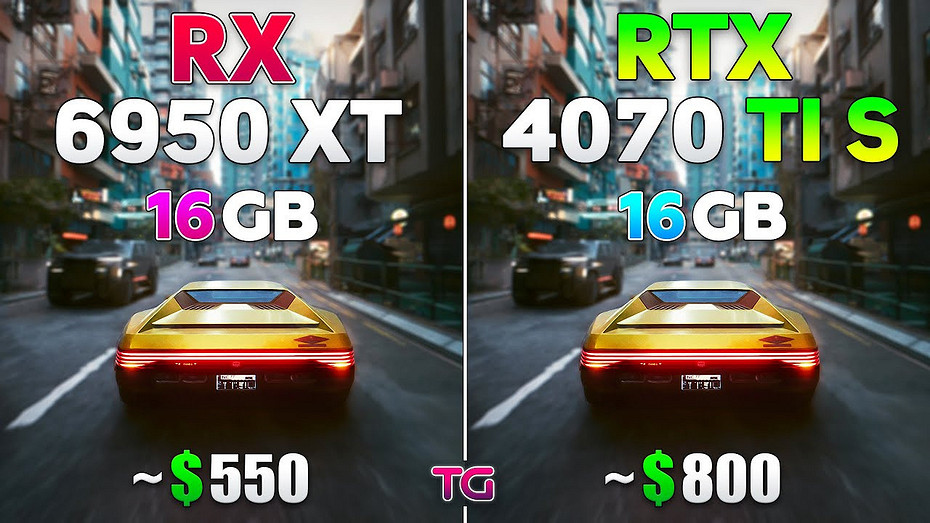 Какая быстрее Видеокарты GeForce RTX 4070 Ti SUPER и Radeon RX 6950 XT сравнили в 10 играх