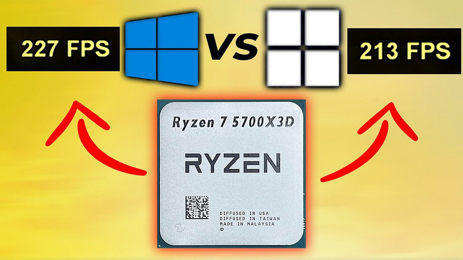 Процессор Ryzen 7 5700X3D протестировали в играх на ПК с Windows 10 22H2 и Windows 11 24H2