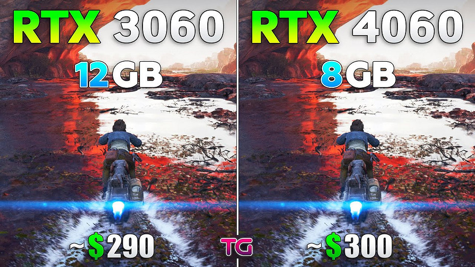 Эксперт сравнил видеокарты RTX 3060 12 ГБ с RTX 4060 8 ГБ в ААА-хитах 2024 года выпуска