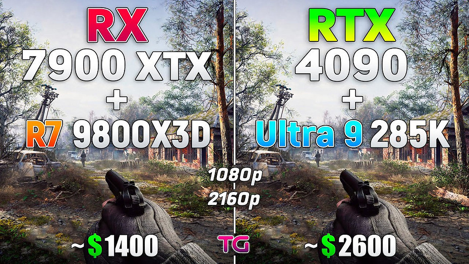 Связку из Radeon RX 7900 XTX и Ryzen 7 9800X3D сравнили с парой GeForce RTX 4090 и Core Ultra 9 285K