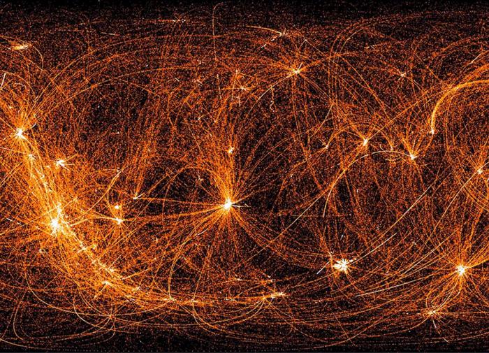 NASA показала наблюдения прибора NICER на МКС за 22 месяца на одном фото