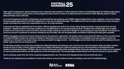 Релиз симулятора Football Manager 25 перенесли на следующий год