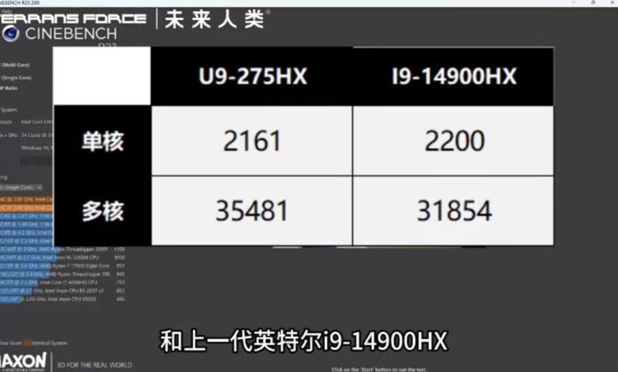 Мобильный процессор Core Ultra 9 275HX обогнал чип Core i9-14900HX в тесте Cinebench R23