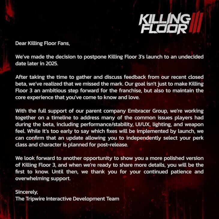 Выход экшена Killing Floor 3 перенесли на неопределенный срок