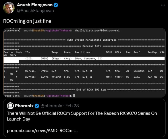 Видеокарты Radeon RX 9070-серии получат поддержку программного стека ROCm