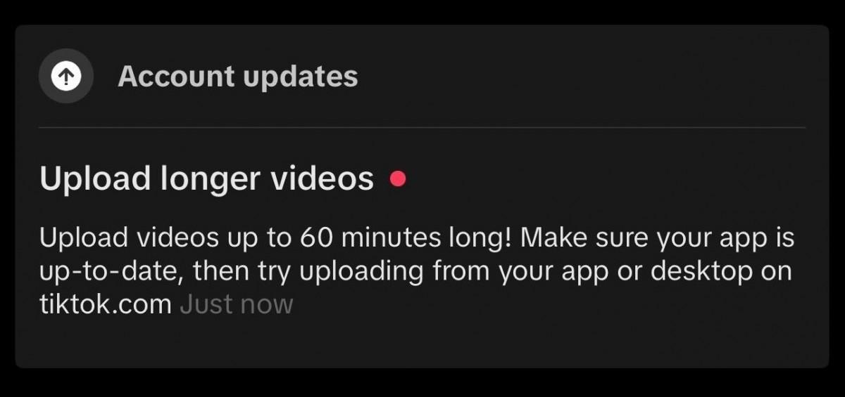 TikTok тестирует загрузку 60-минутных видео