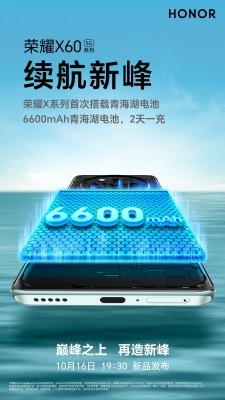 Honor X60 получит батарею на 6600 мАч