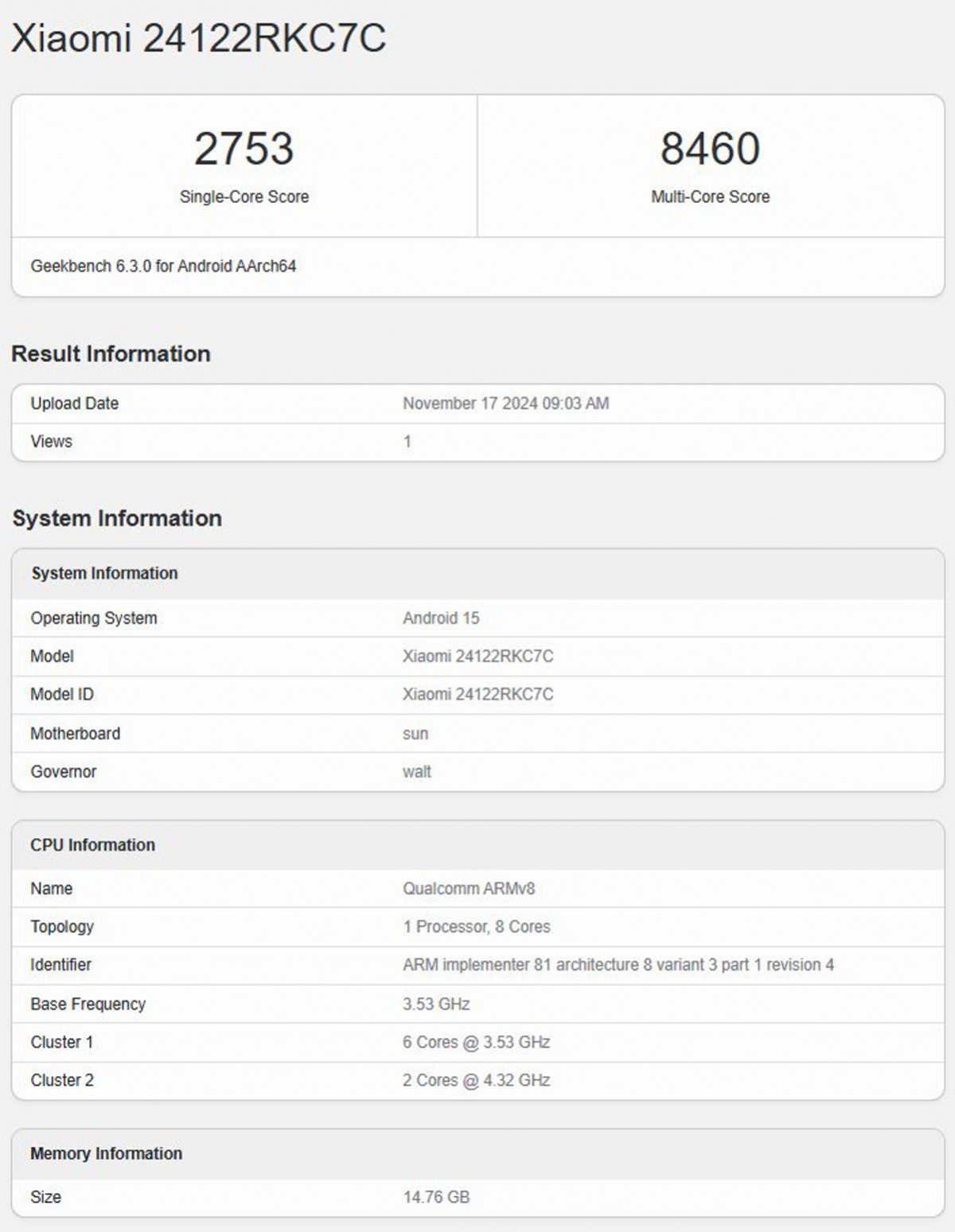 Redmi K80 Pro прошел тестирование в Geekbench