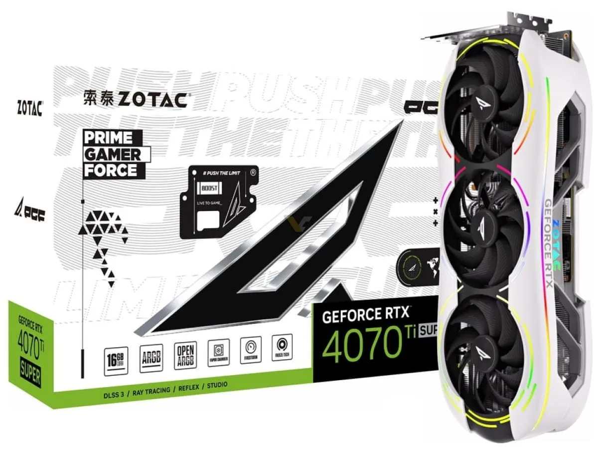 ZOTAC выпускает 38-сантиметровую видеокарту GeForce RTX 4070 Ti SUPER с графическим процессором AD102