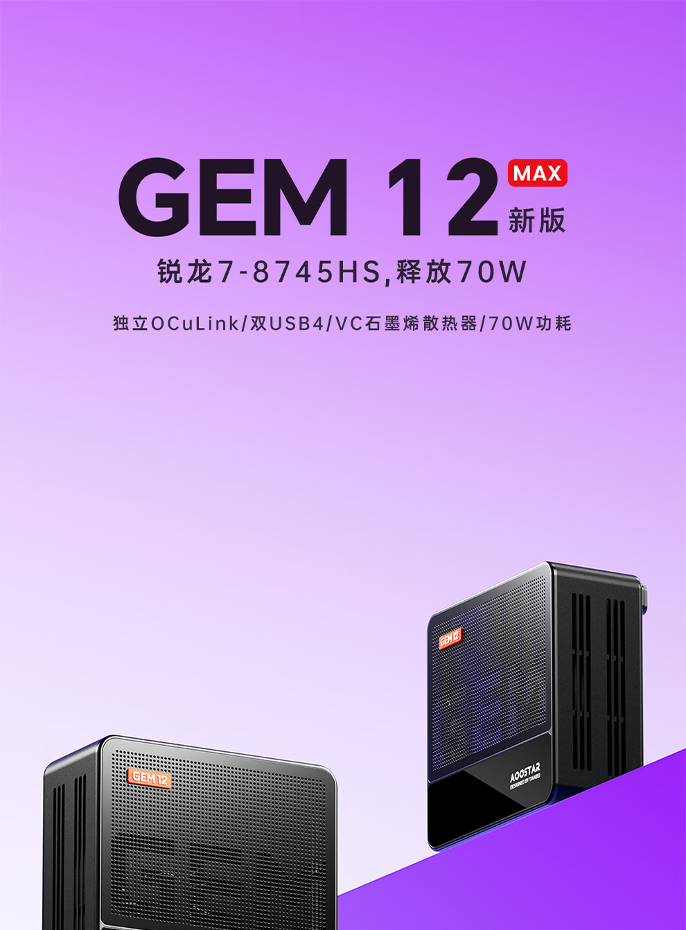 Представлен Aoostar GEM 12 Max: компактный и мощный мини-ПК на базе AMD Ryzen R7-8745HS