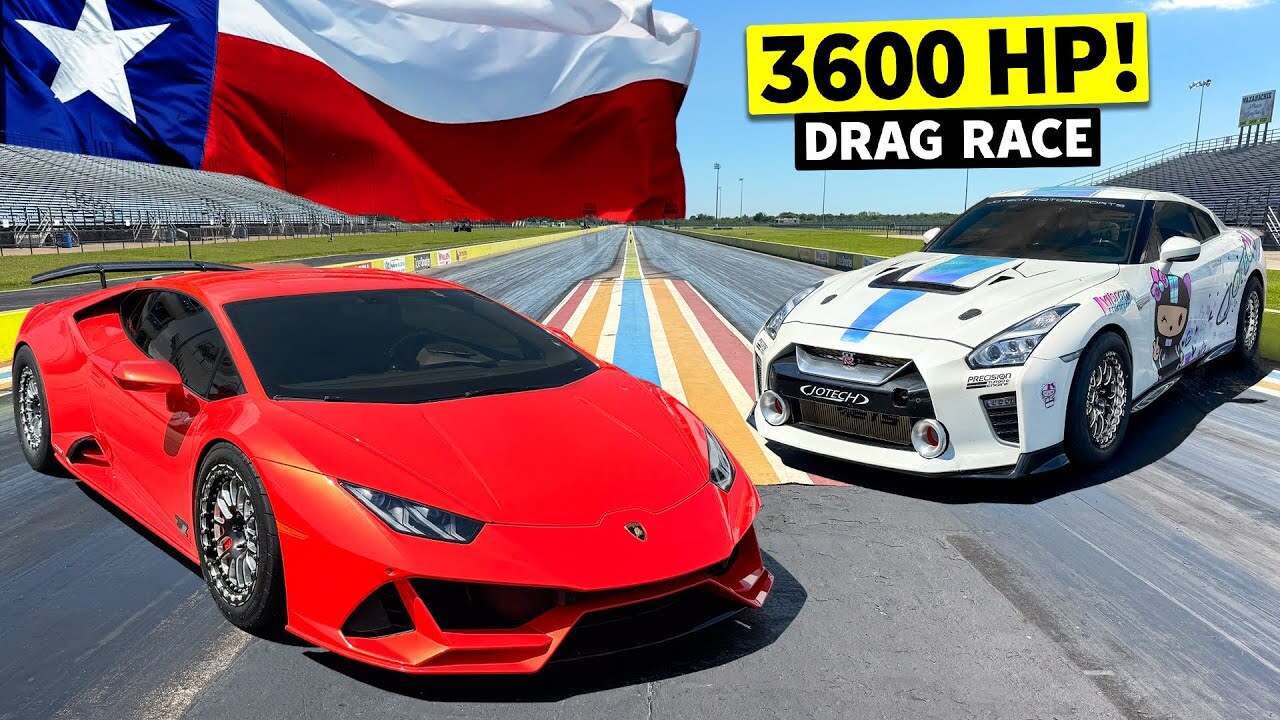 Японский спорткар Nissan GT-R сразился в дуэли с дрэговым Lamborghini Huracan