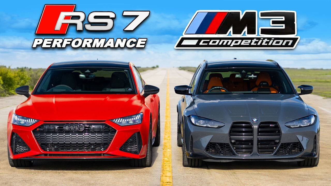 Лифтбек Audi RS 7 Performance и универсал BMW M3 Touring сошлись в дрэге