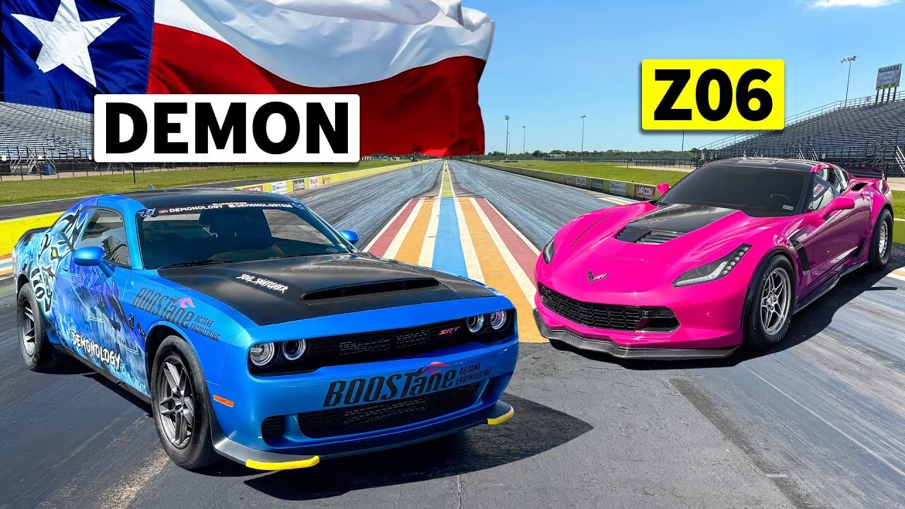 Инфернальный Dodge Demon сразился в гонке по прямой с Chevrolet Corvette