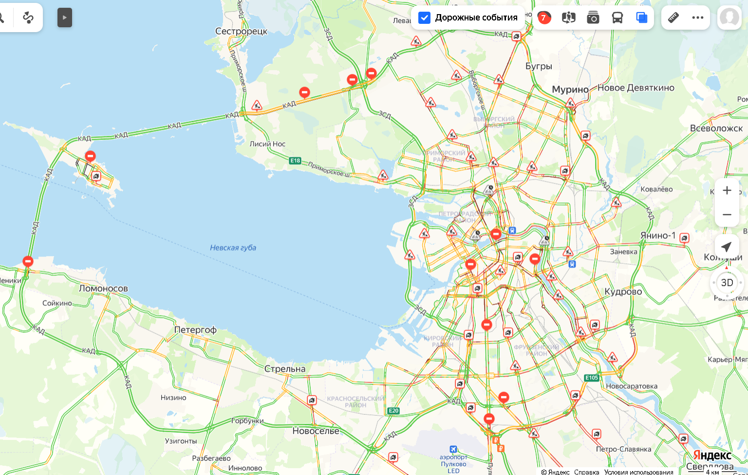 Утром дождь, вечером пробки. На дорогах Петербурга необычно плотно