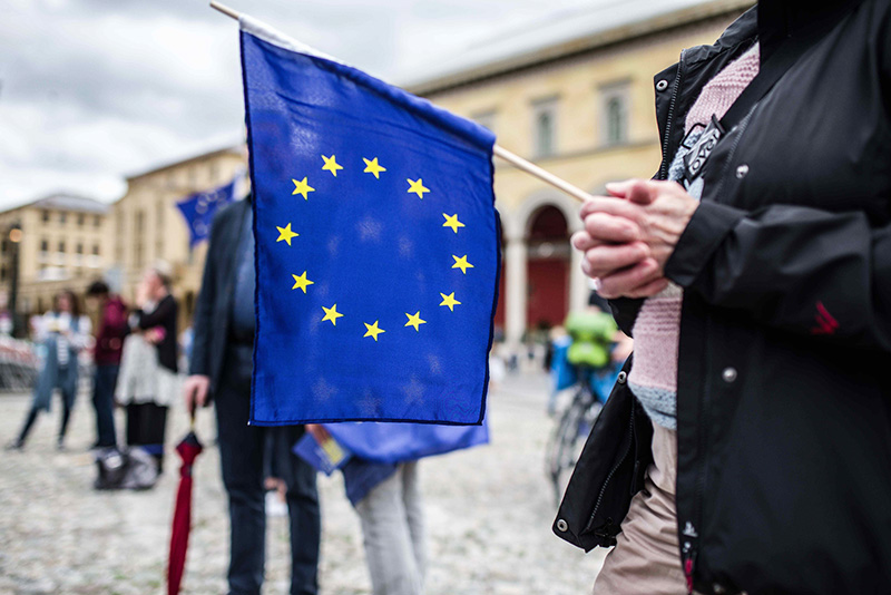 На митинге в Париже сторонники выхода Франции из ЕС разорвали флаг союза