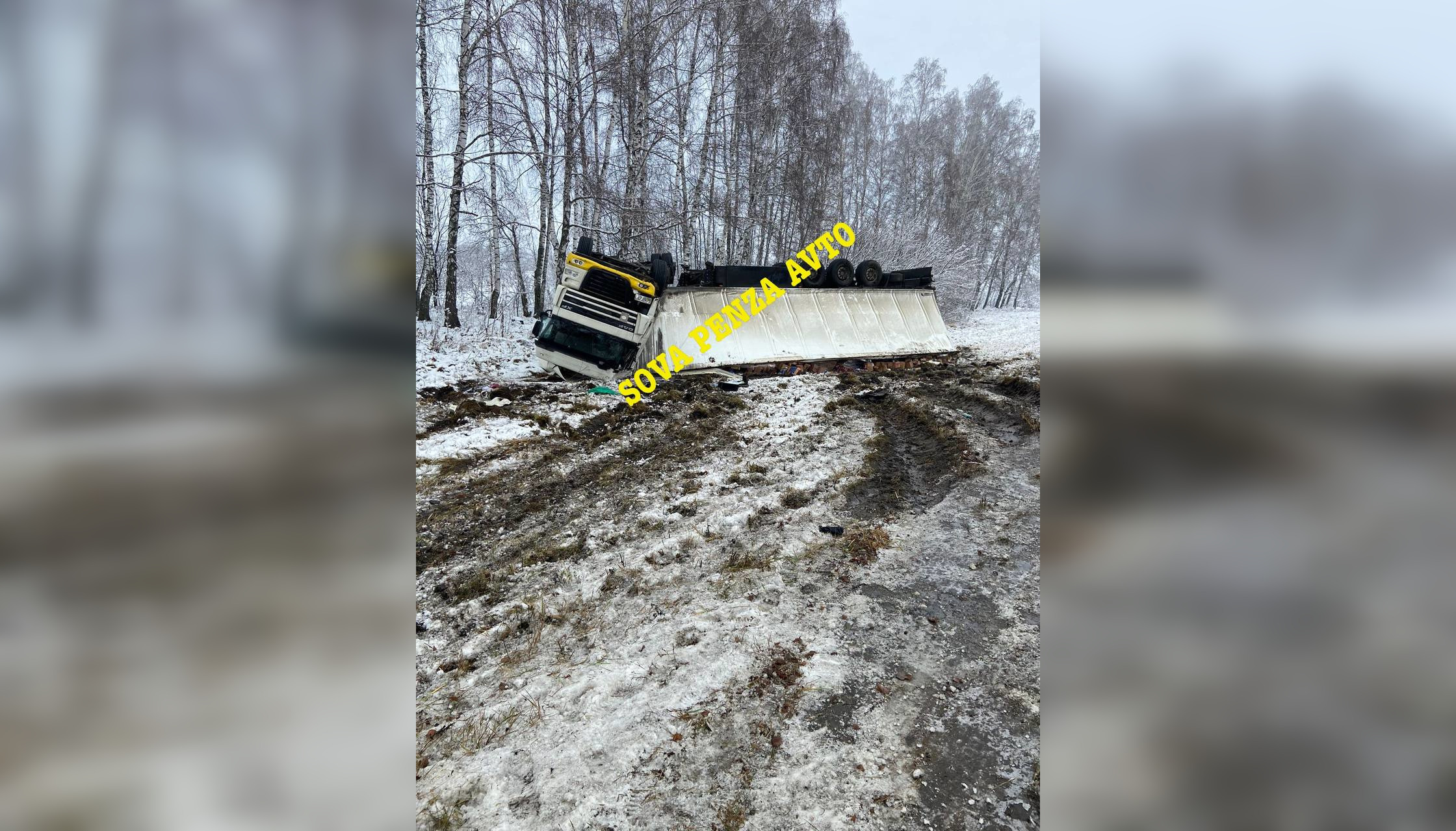 В Нижнеломовском районе с трассы слетела фура и перевернулась